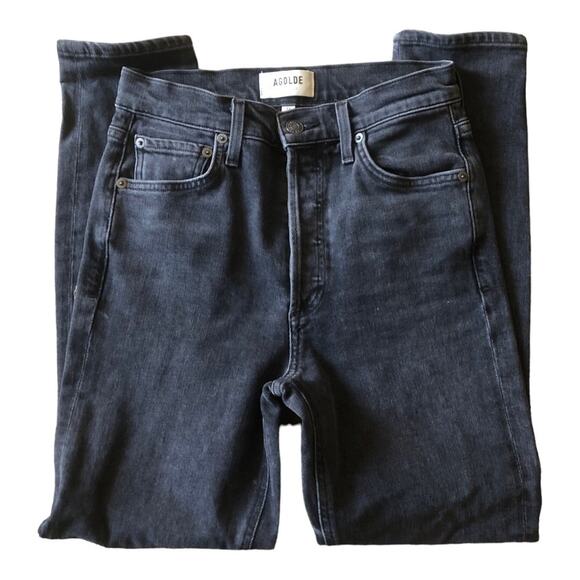 AGoldE Women’s Washed Black Traditional Hem Straight Leg Nico Jean 24 - Picture 5 of 12